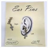 Sterling silve crossr ear pins