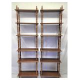 2 wooden wall shelves