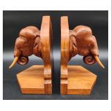 Solid teak elephant bookends