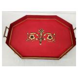 Hand painted footed metal serving tray