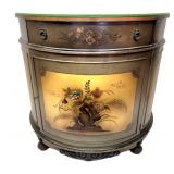 Unique antique demilune cabinet hand painted