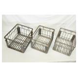 3 vintage Wayne Dairy milk crates