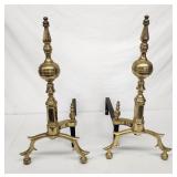 Pair brass andirons