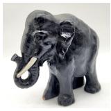 Carved wooden elephant ebonized