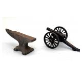 Miniature anvil & a Getttysburg canon