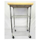 Tall kitchen cart bamboo top