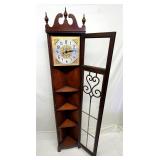 Unique mahogany corner curio electric clock