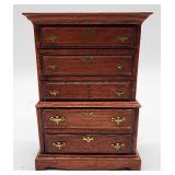 Dollhouse mahogany finish chest on chest 4"