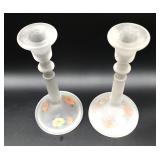 Frosted glass candlesticks