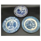 Blue white plates wall hangers Deft etc.