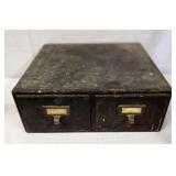Antique oak card catalogue dovetailed case