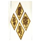 Vintage carved wood 4 seasons wall decor