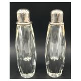 Faceted cut glass salt shaker & pepper mill