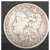 1890 O Morgan silver dollar