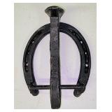 Diamond hand forged iron horseshoe w nail