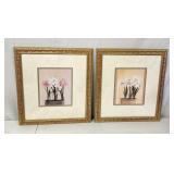 Pair floral prints 19"h x 17" w