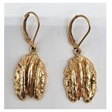 Unique 14k gold pecan earrimgs custom made