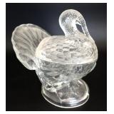 Glass turkey candy dish