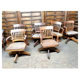 Lot of walnut office chairs 1 missing a wheel