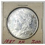 1887 Morgan silver dollar