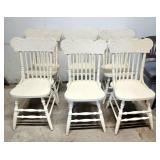 6 painted oak chairs w lions heads