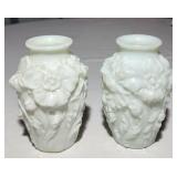 Pair milk glass vases see pics