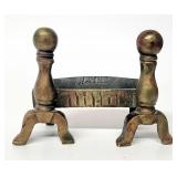 Antique brass fireplace grate Wayne Ag. Works