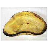 Vintage hand blown textured  glass ashtray