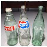 Vintage qt. COKE & Pepsi bottles