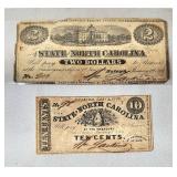 North Carolina Confederate Two Dollar  & 1