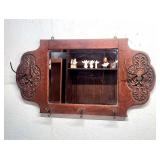Antique oak mirrored hat rack 19'h x 35w
