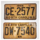 1964 & 66 North Carolina license plates