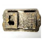 Occupied Japan Asian  metal smoking set