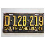 1948 South Carolina license plate