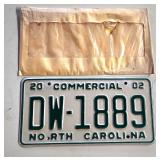 Near mint North Carolina commercial license plate