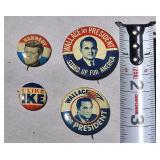 Political pins Kennedy Wallace Ike