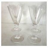 4 Unique crystal stemware w flat stems