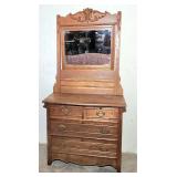 Antique oak dewsser w mirror
