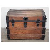 Antique wooden trunk w leather handles