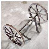Antique wheels w axel for small cart
