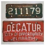 Vintage license plates Illinois Decatur Alabama