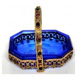 Antique cobalt glass salt cellar