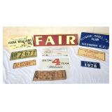 Vintage license plates and FAIR sign