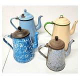 Antique enamelware coffee pots