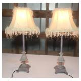 Pair lamps w frilly shades
