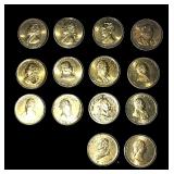 Gold tone presidential coins