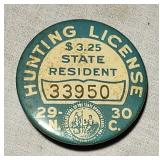 1929 NC hunting license pin