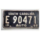 1968 South Carolina license plate