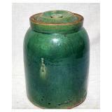 Antiqie stoneware jar w lid