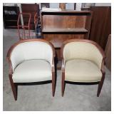 Two banker styly upholstered chairs